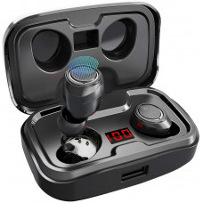  Antimi - Auriculares inalámbricos con Bluetooth 5.0 (140 Horas de reproducción, Pantalla Digital, IPX7, Resistente al Agua, para iPhone, Huawei, Samsung (Negro) 