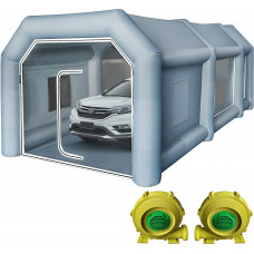 Carpa de Cabina de Pintura Inflable de 32.8x16.4x11.5FT con sopladores de Alta Potencia mejorados 750W + 350W, Carpa de Cabina de Pintura Inflable Profesional con Sistema de Filtro Carpa de Cabina de Pintura Inflable de 32.8x16.4x11.5FT con sopladores de Alta Potencia mejorados 750W + 350W, Carpa de Cabina de Pintura Inflable Profesional con Sistema de Filtro