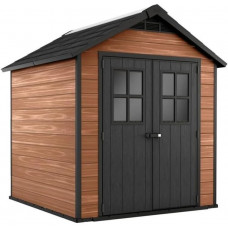 Caseta de jardín BrioVerde 2 puertas de resina con suelo y ventanas 