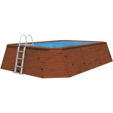 Piscina Madera Panelada K2O 345x255x107 cm Depuradora de Arena 3.028 L H con Escalera  