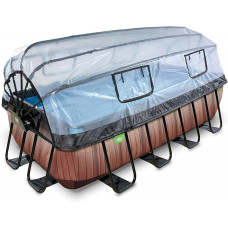 Piscina con Bomba de Filtro de Arena y cúpula y Bomba de Calor Infantil Exit Toys Wood 400 x 200 x 100 cm  
