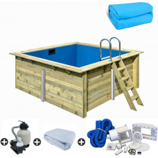 Piscina de madera rectangular de 3,50 x 3,20 x 1,24 m 