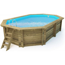 Piscina octogonal de madera impregnada diámetro 486 x 336 x 120 cm 