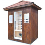 Sauna de infrarrojos 153 x 110 cm con techo adecuado para instalación en exteriores cromoterapia 
