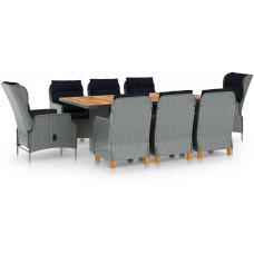 Set Comedor jardín 9 pzas y Cojines ratán sintético Set Comedor jardín 9 pzas y Cojines ratán sintético