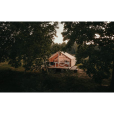 Glamping Tent 40 metros cuadrados con suelo de madera y marco de metal. No necesita base 