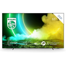  Philips Ambilight TV 65OLED705/12 OLED TV 65 Pulgadas (4K UHD, P5 Engine, Dolby Vision∙Atmos, HDR 10+, Control por Voz, Android TV) Cromado [Modelo de 2020/2021] [Clase de eficiencia energética G] 
